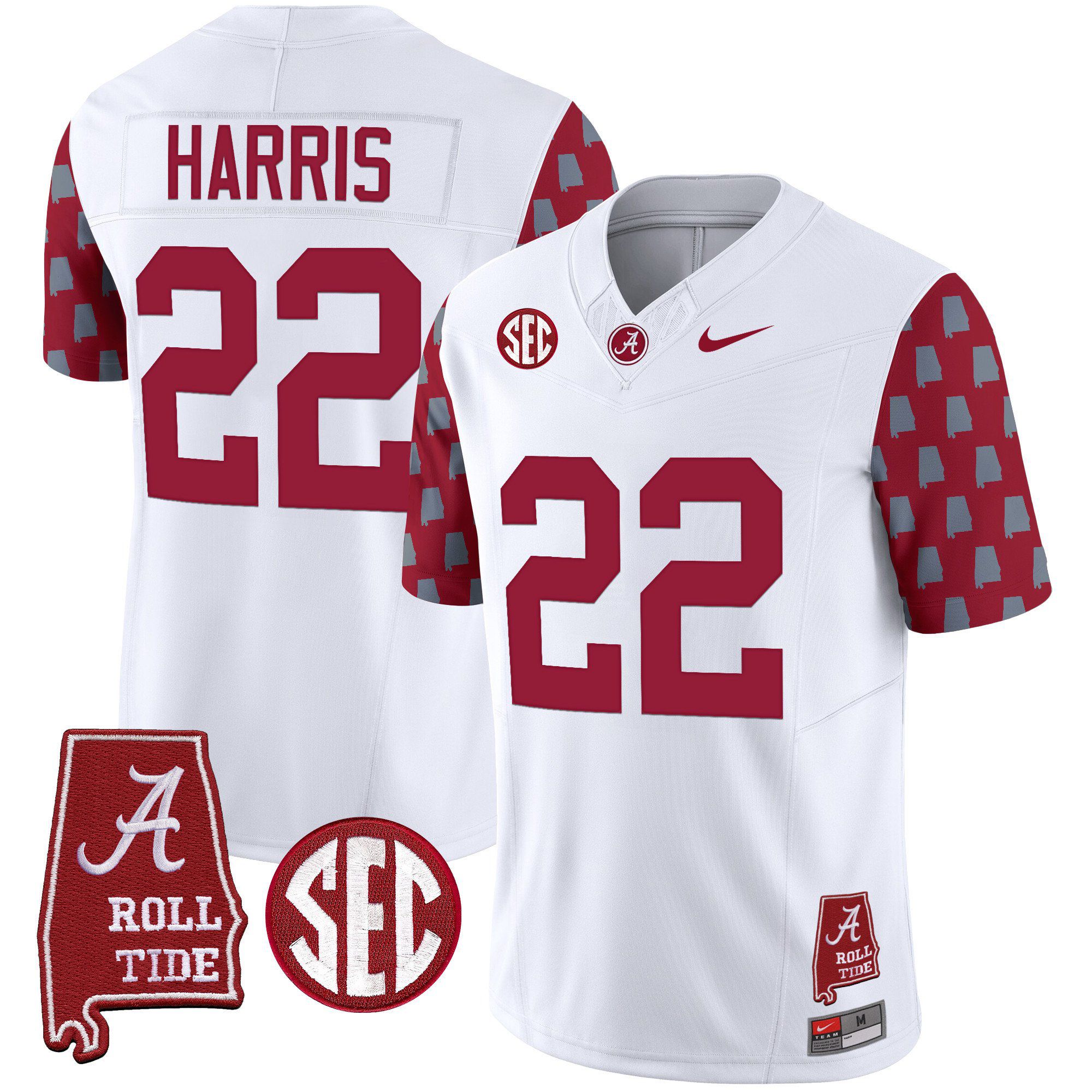 Men Alabama Crimson Tide #22 Harris White Vapor Limited 2024 Nike NCAA Jersey style 1